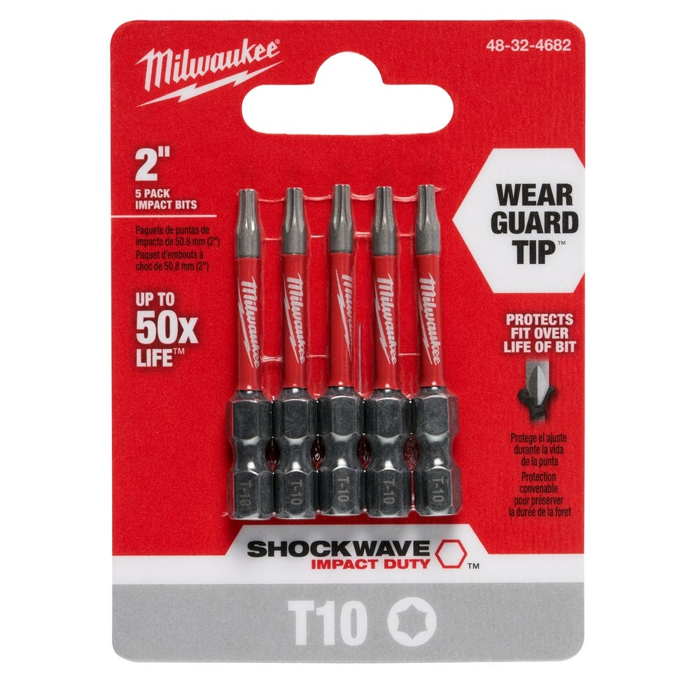 Milwaukee 48-32-4682 Shockwave 2" Torx T10 , 5-Pack