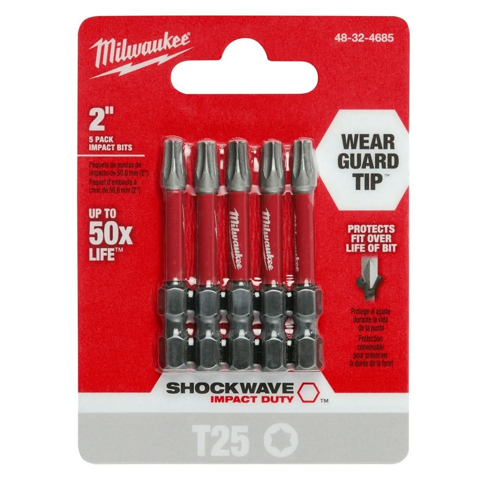 Milwaukee 48-32-4685 T25 Torx SHOCKWAVE 2" Power Bit