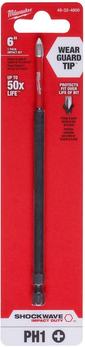 Milwaukee 48-32-4800 Shockwave 6" Phillips PH1 , 1-Pack