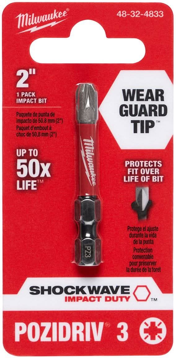 Milwaukee 48-32-4833 Shockwave 2-Inch Impact Pozidriv #3Power Bit