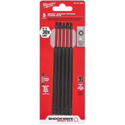 Milwaukee 48-32-4855 Shockwave 6-Inch Impact Square Recess #2 Power Bit, 5-Pack
