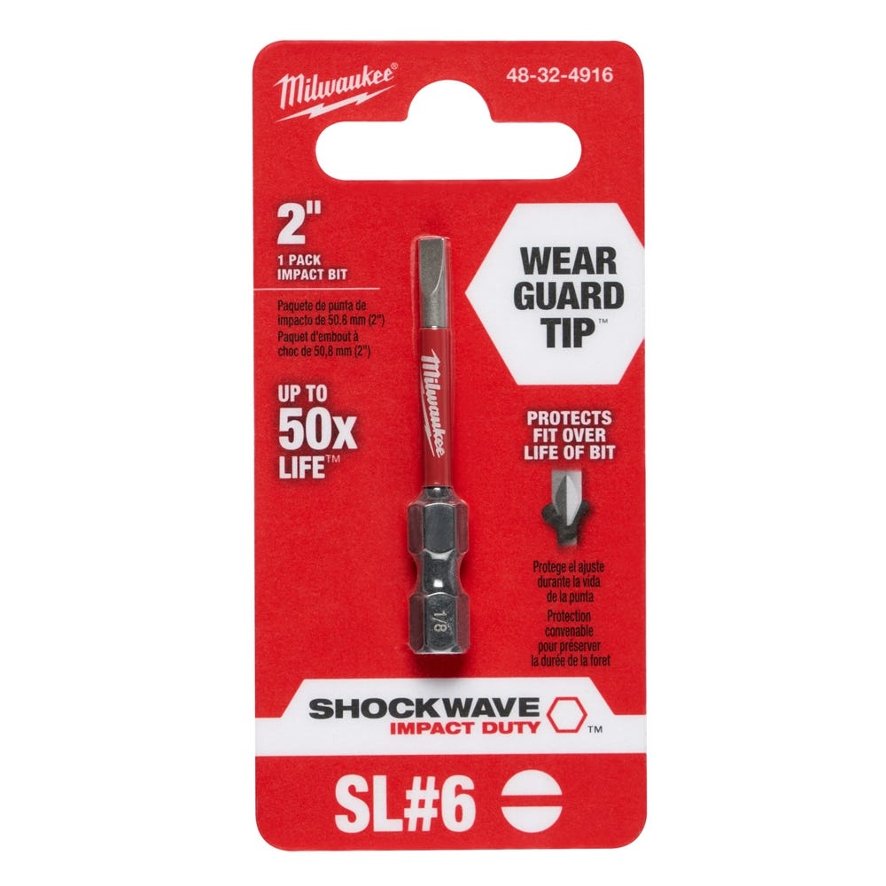 Milwaukee 48-32-4916 SHOCKWAVE 2" POWER BIT SLOTTED 1/8"