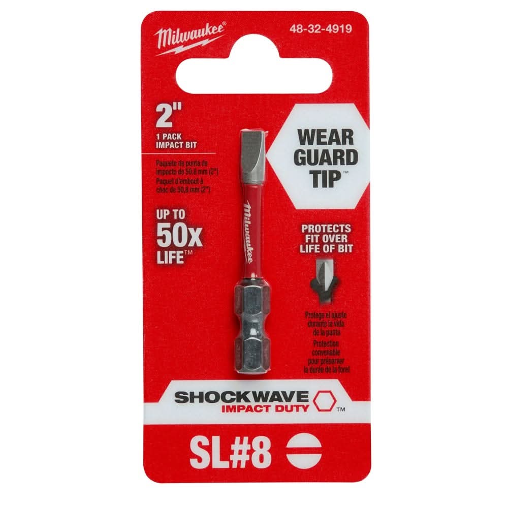 Milwaukee 48-32-4919 SHOCKWAVE 2" POWER BIT SLOTTED 3/16"