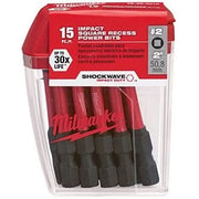 Milwaukee 48-32-5010 Shockwave 2-Inch Sq2 Impact Bit, 15-Pack