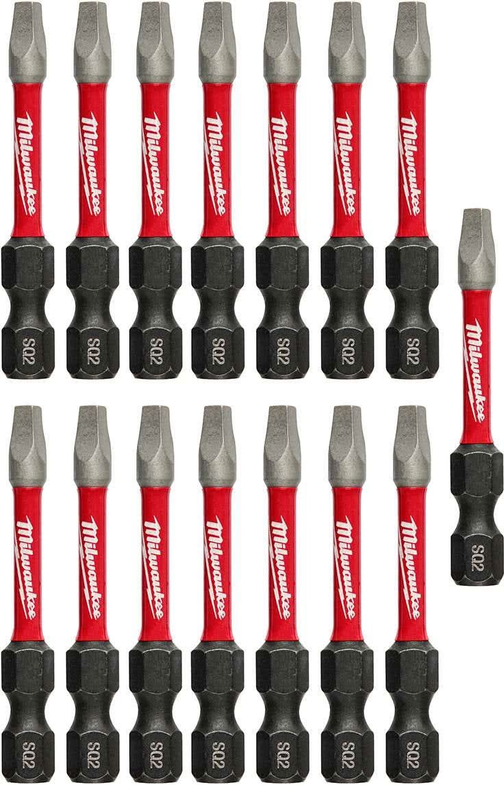 Milwaukee 48-32-5010 Shockwave 2-Inch Sq2 Impact Bit, 15-Pack