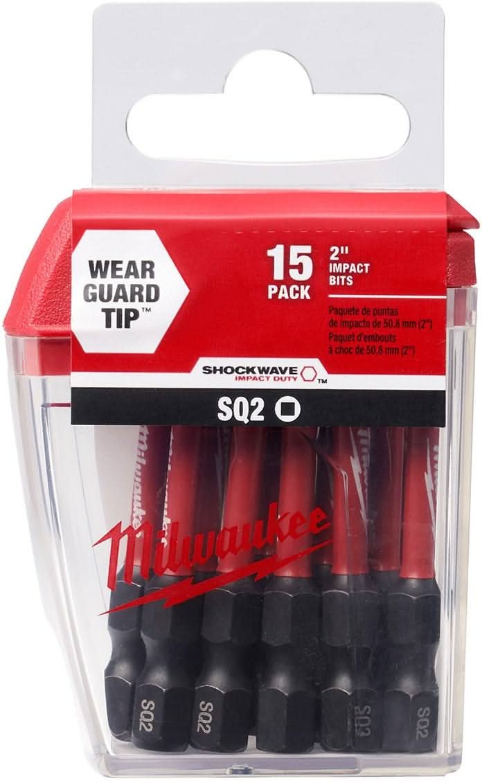 Milwaukee 48-32-5010 Shockwave 2-Inch Sq2 Impact Bit, 15-Pack