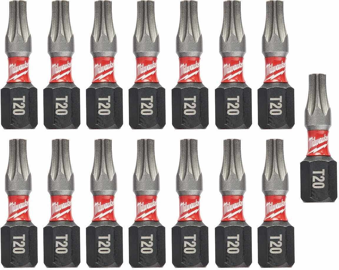 Milwaukee 48-32-5011 Shockwave 1-Inch Impact Torx T20 Power Bits, 15-Pack