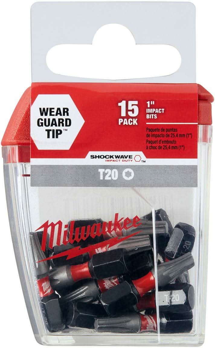 Milwaukee 48-32-5011 Shockwave 1-Inch Impact Torx T20 Power Bits, 15-Pack