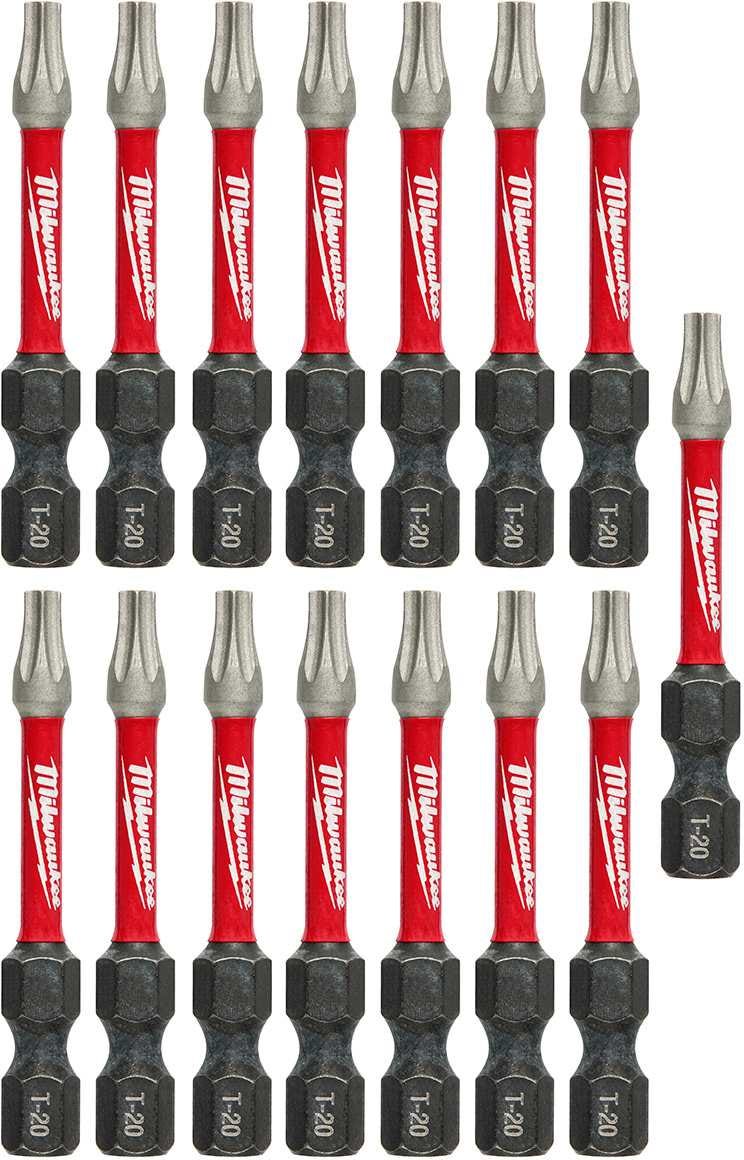 Milwaukee 48-32-5012 Shockwave 2-Inch Impact Torx T20 Power Bits, 15-Pack