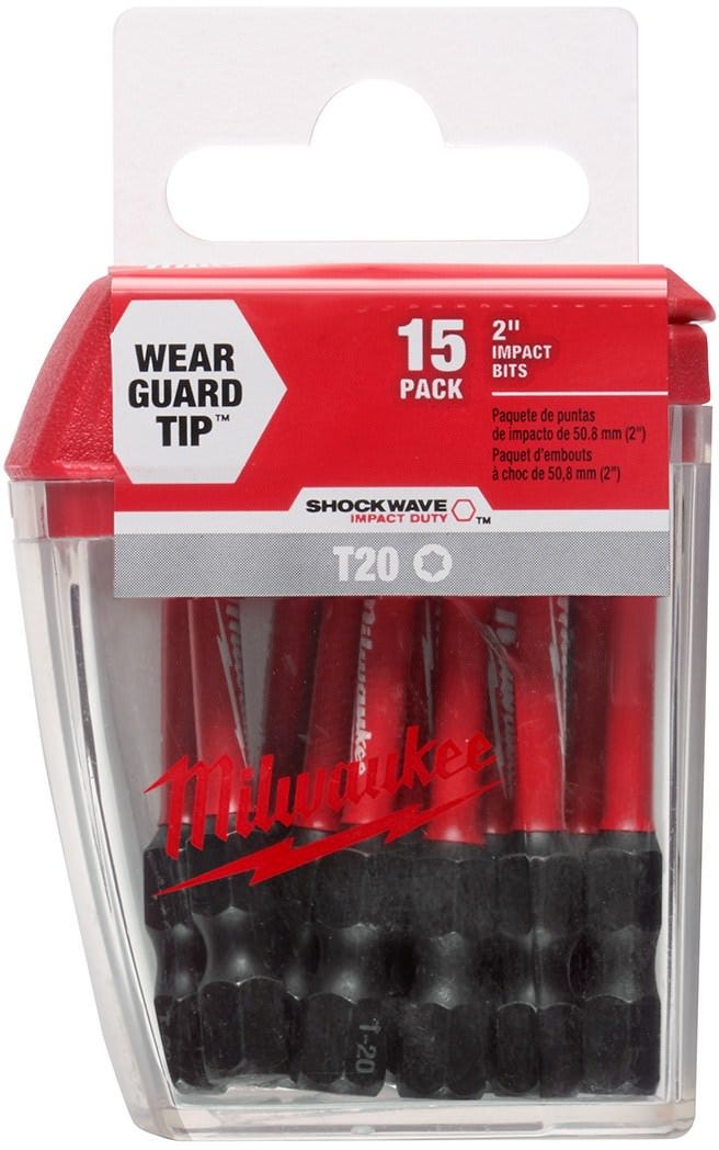 Milwaukee 48-32-5012 Shockwave 2-Inch Impact Torx T20 Power Bits, 15-Pack