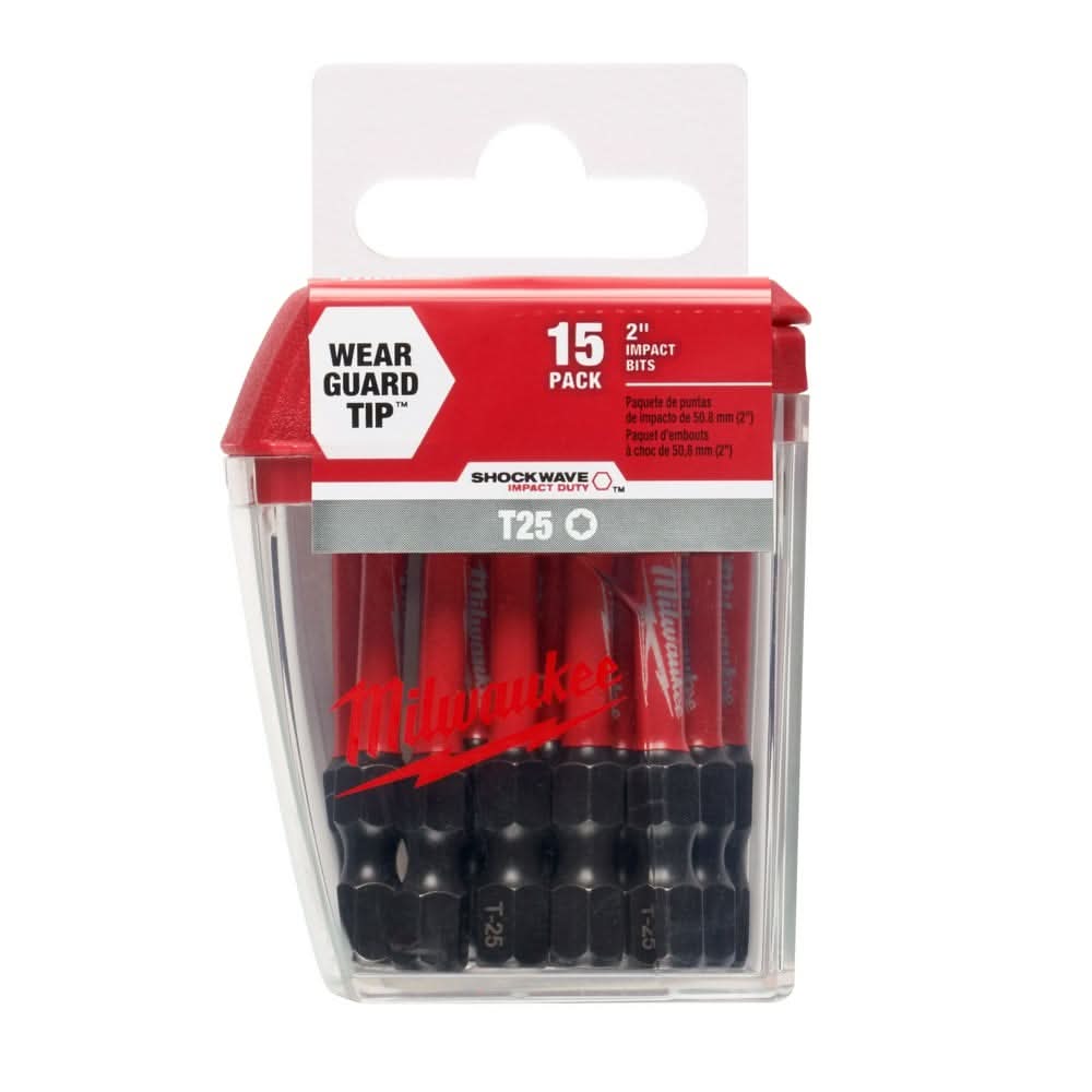 Milwaukee 48-32-5015 Shockwave Insert Bit 2-Inch Torx T25, 15-Pack