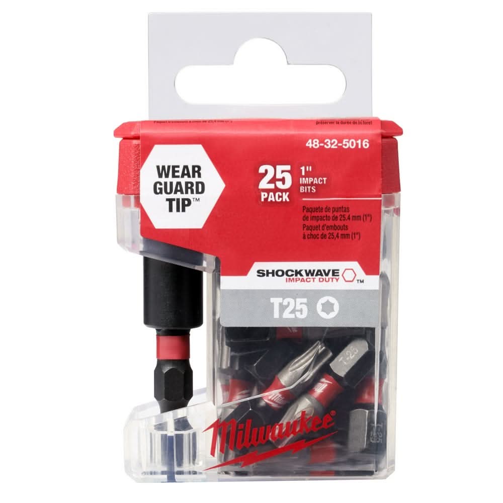 Milwaukee 48-32-5016 Shockwave Insert Bit Torx T25 -, 25-Pack Tic