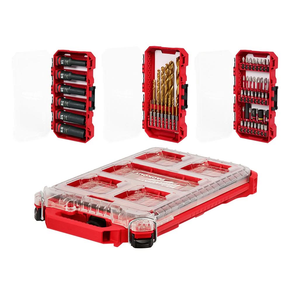 Milwaukee 48-32-5162 60-Piece SHOCKWAVE Impact Duty Drill, Drive & Fastening PACKOUT Set