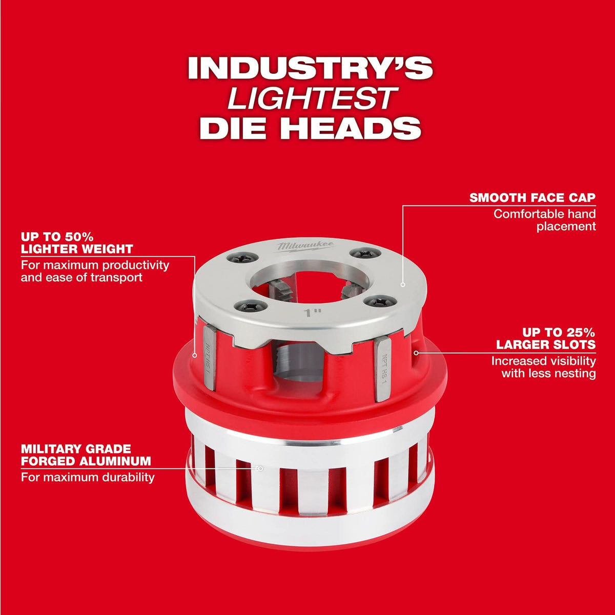Milwaukee 48-36-1011 1-1/2" High Speed NPT Forged Aluminum Die Head