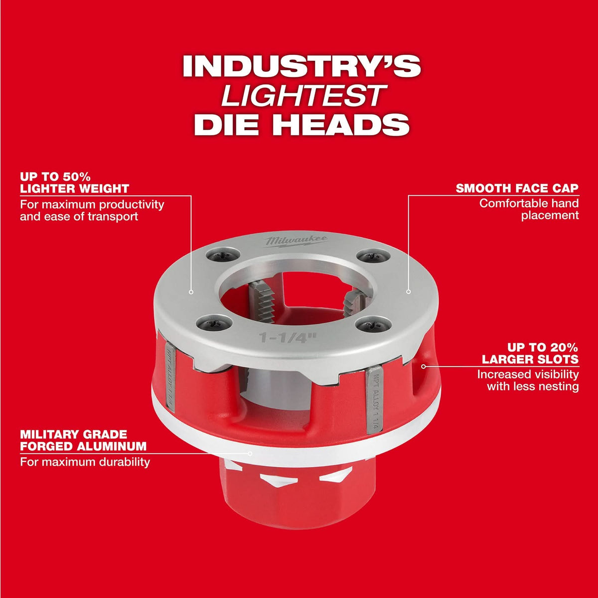 Milwaukee 48-36-1308 3/4" ALLOY NPT Compact Forged Aluminum Die Head