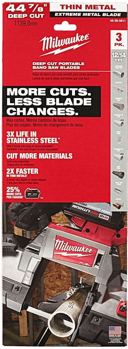 Milwaukee 48-39-0611 Extreme Thin Metal Bandsaw Blades Deep Cut, 3-Pack