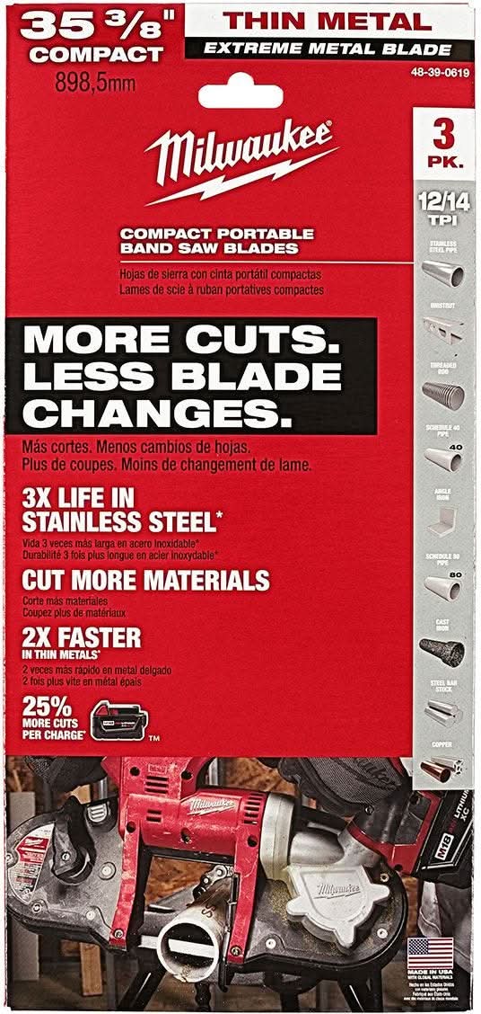 Milwaukee 48-39-0619 Extreme Thin Metal Bandsaw Blades Compact, 3-Pack