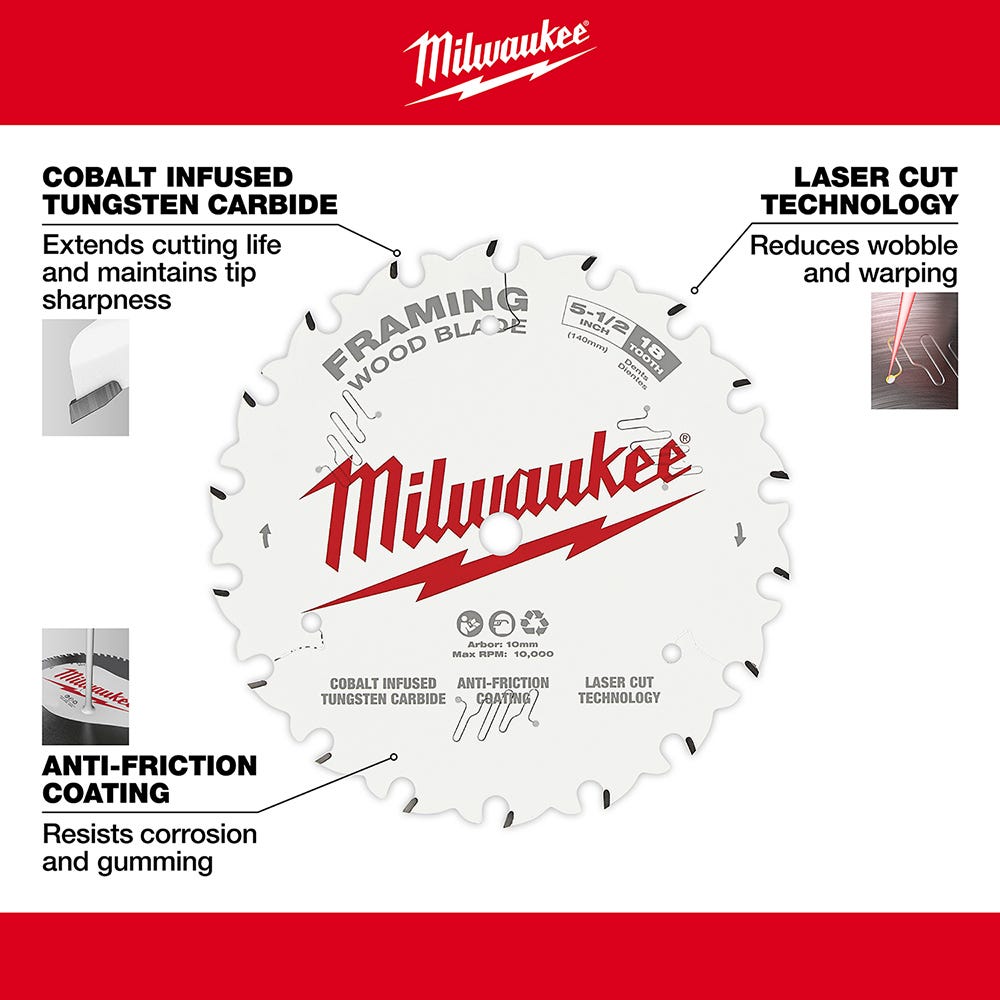 Milwaukee 48-40-0520 5-1/2 in. 18-Tooth Framing Circular Saw Blade