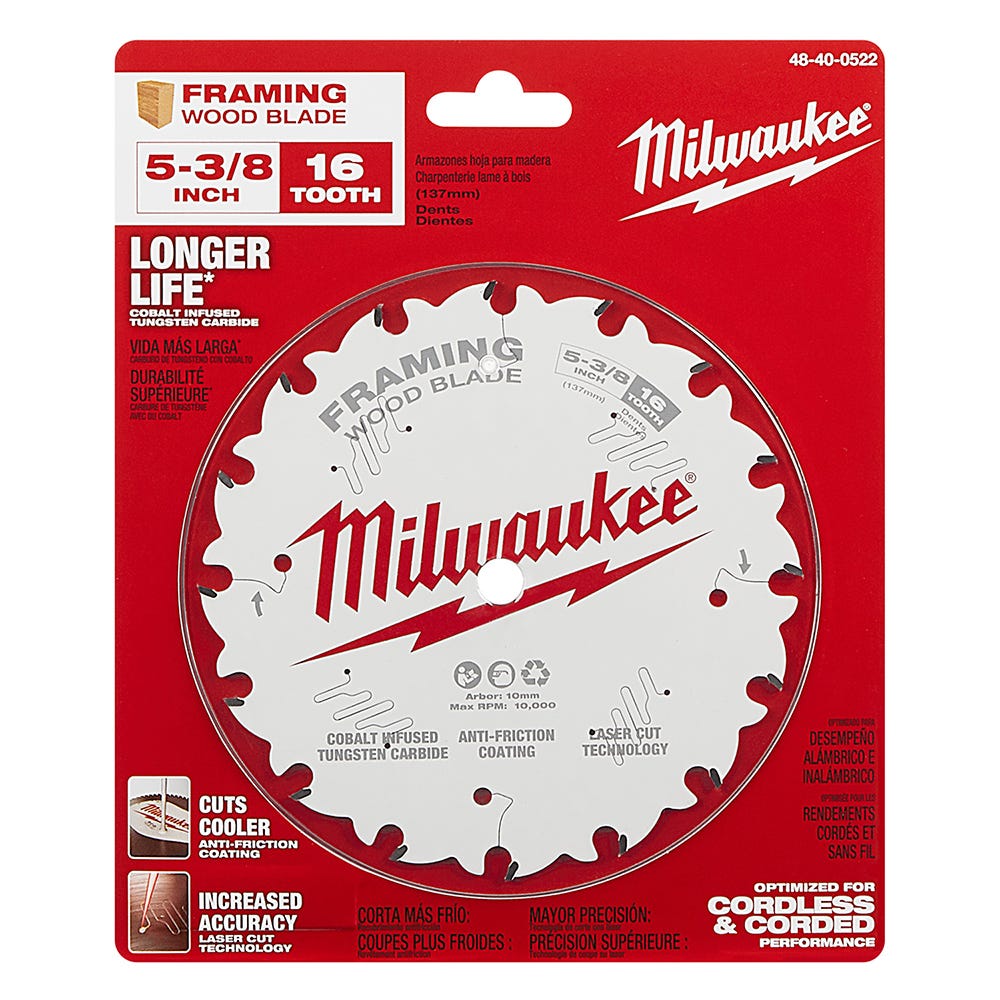 Milwaukee 48-40-0522 5-3/8 in. 16-Tooth Framing Circular Saw Blade