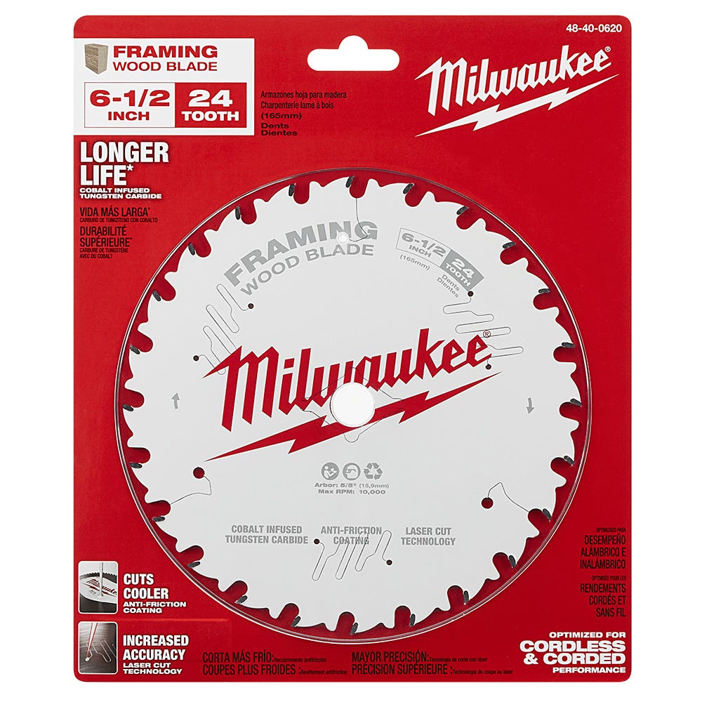 Milwaukee 48-41-0620 6-1/2 in. 24-Tooth Framing Circular Saw Blades, 1-Pack