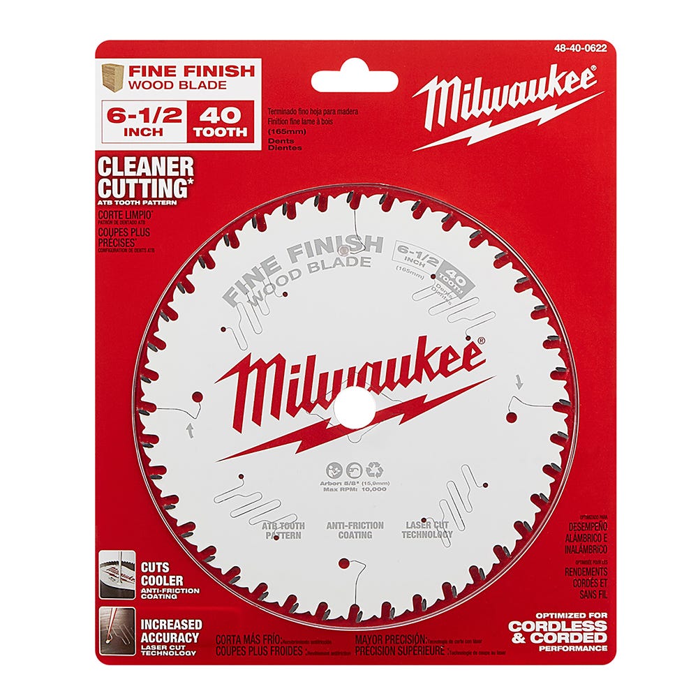 Milwaukee 48-40-0622 6-1/2 in. 40-Tooth Fine Finish Circular Saw Blade