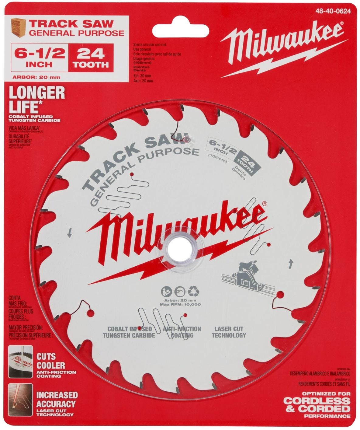 Milwaukee 48-40-0624 Milwaukee 6-1/2" 24-Tooth General Purpose Ripping Track Saw Blade