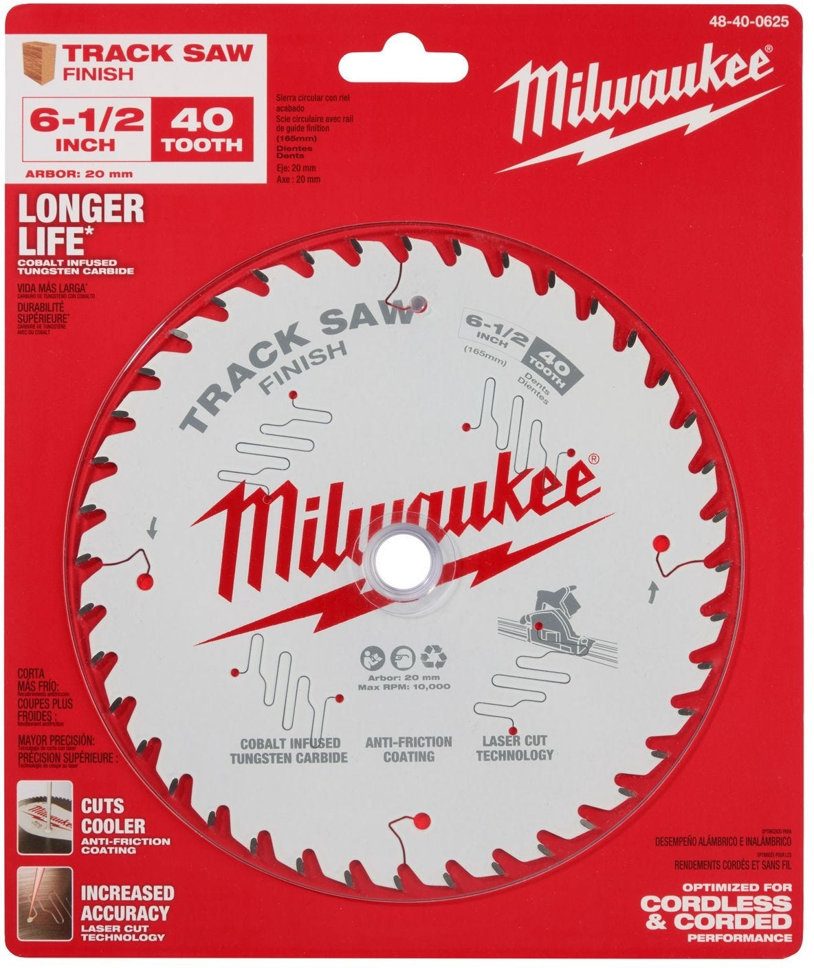 Milwaukee 48-40-0625 Milwaukee 6-1/2" 40-Tooth Finish Track Saw Blade