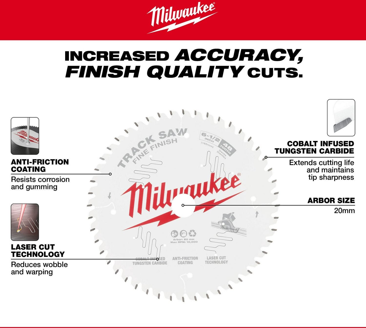 Milwaukee 48-40-0627 Milwaukee 6-1/2" 48-Tooth Fine Finish Track Saw Blade