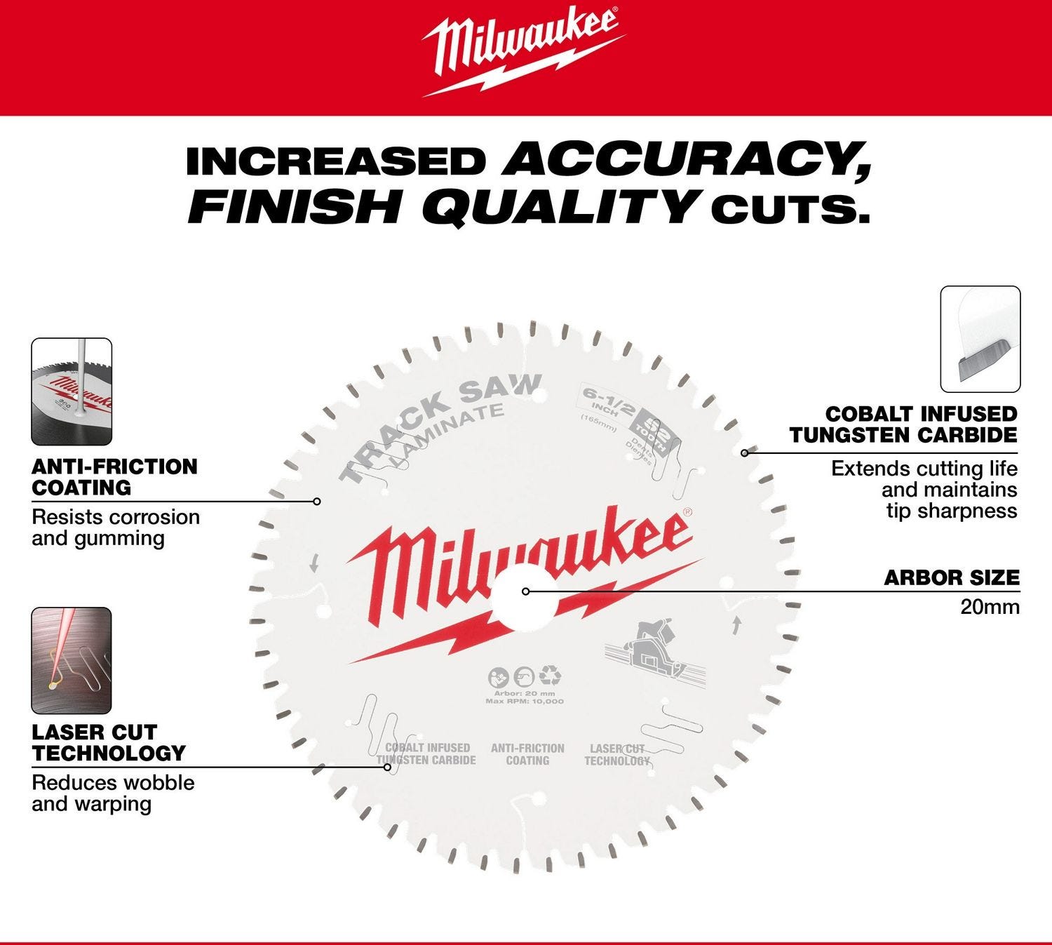 Milwaukee 48-40-0643 Milwaukee 6-1/2" 52-Tooth Laminate Track Saw Blade
