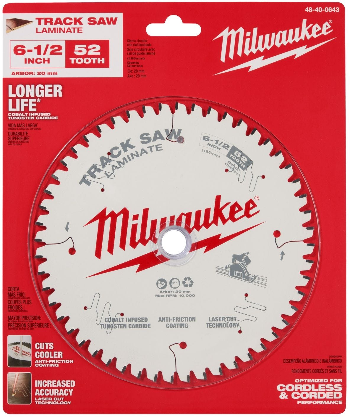 Milwaukee 48-40-0643 Milwaukee 6-1/2" 52-Tooth Laminate Track Saw Blade
