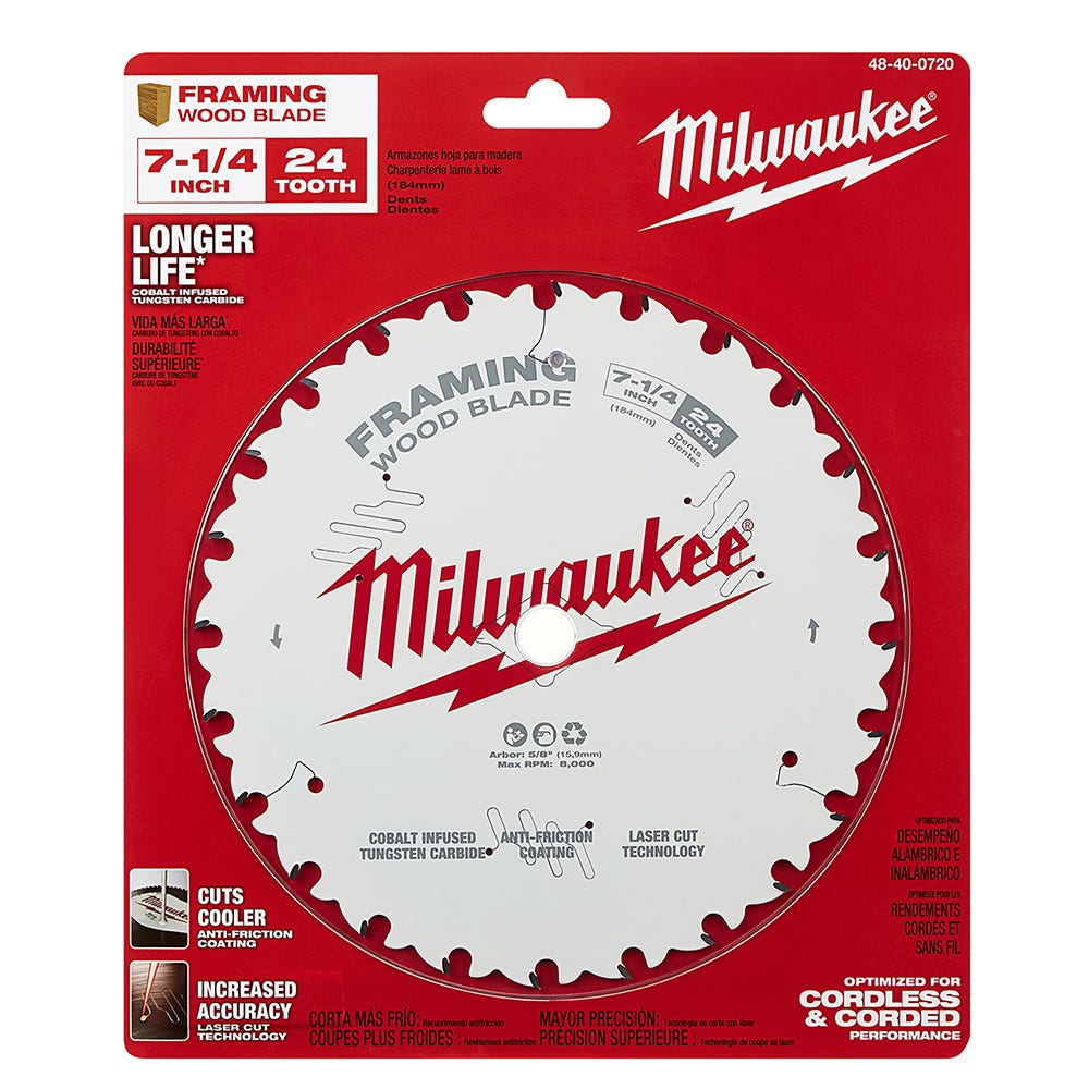 Milwaukee 48-40-0720 7-1/4 in. 24-Tooth Framing Circular Saw Blade