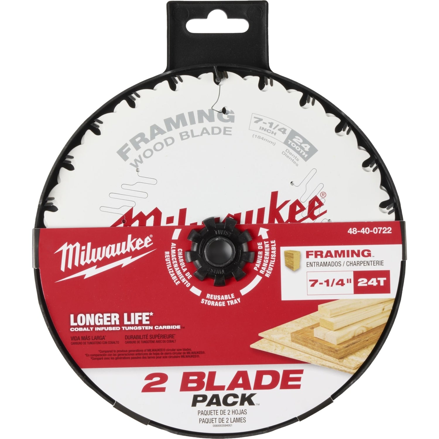 Milwaukee 48-40-0722 7-1/4" 24-Tooth Framing Circular Saw Blade 2PK