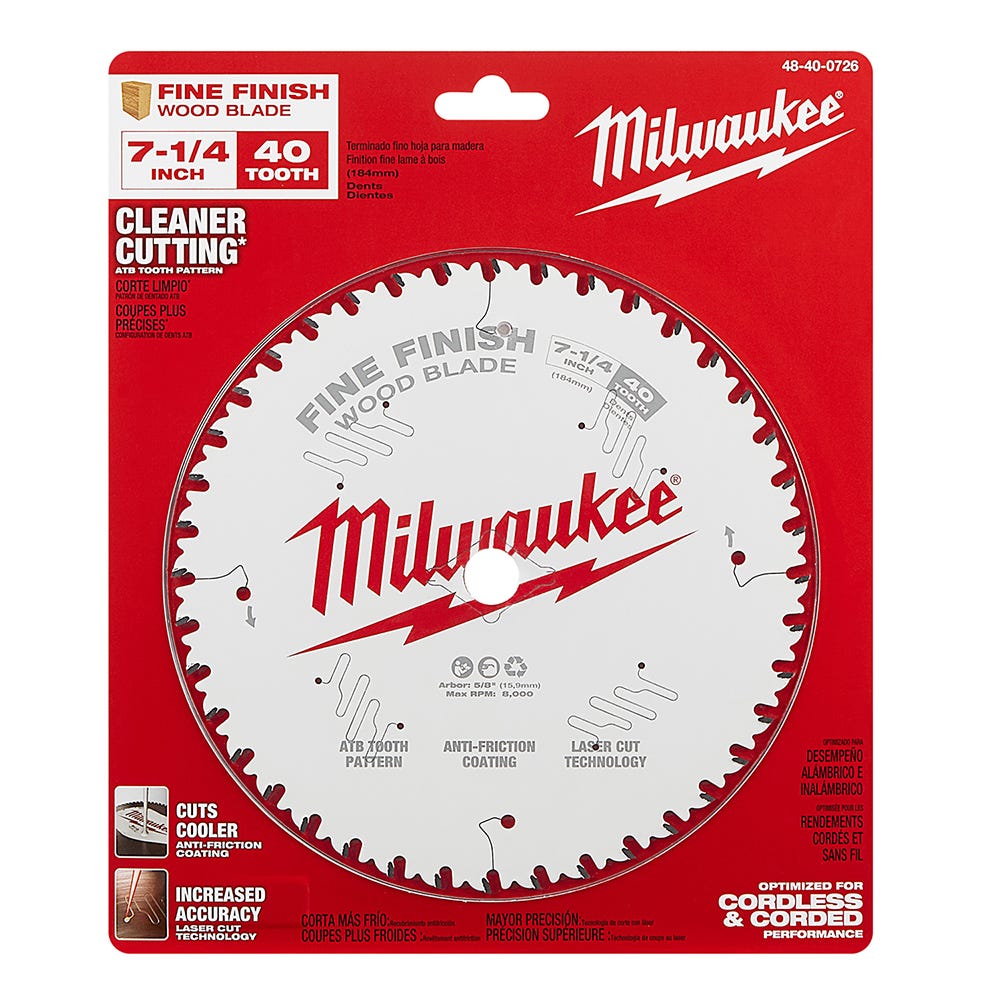Milwaukee 48-40-0726 7-1/4 in. 40-Tooth Fine Finish Circular Saw Blade