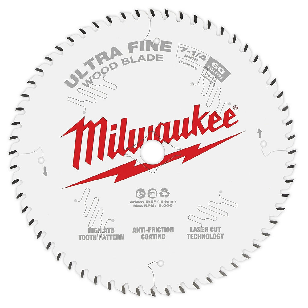 Milwaukee 48-40-0730 7-1/4 in. 60-Tooth Ultra Fine Finish Circular Saw Blade
