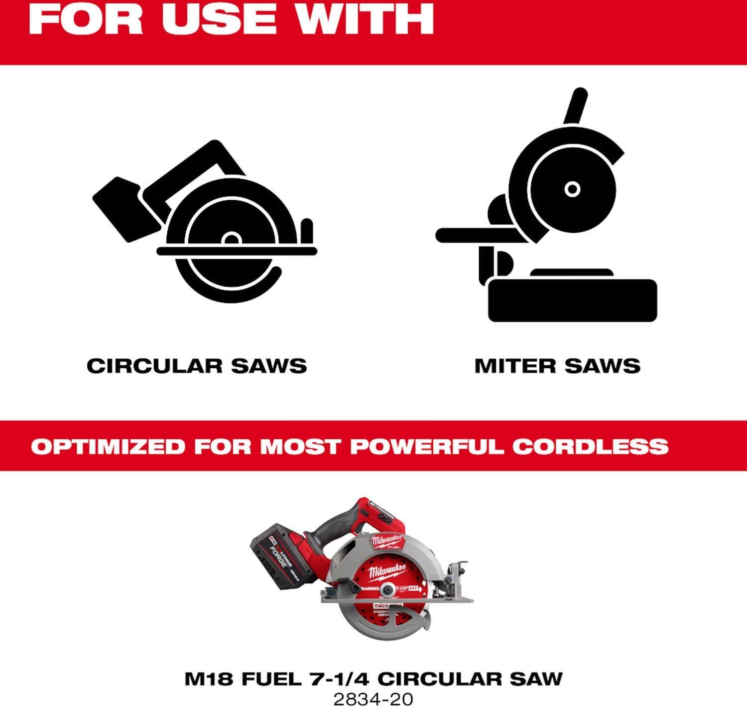 Milwaukee 48-40-0740 7-1/4 in. 24T Thick Kerf Framing Circular Saw Blade