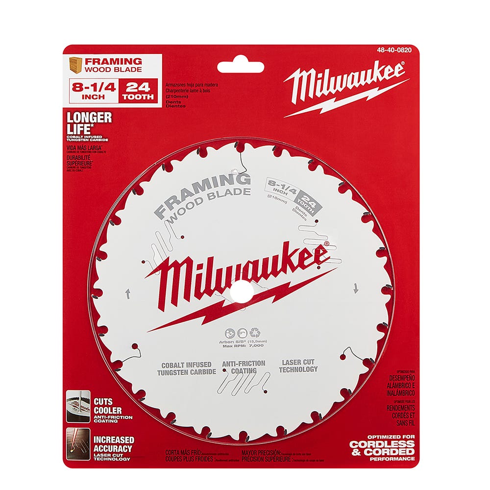 Milwaukee 48-40-0820 8-1/4 in. 24-Tooth Framing Circular Saw Blade