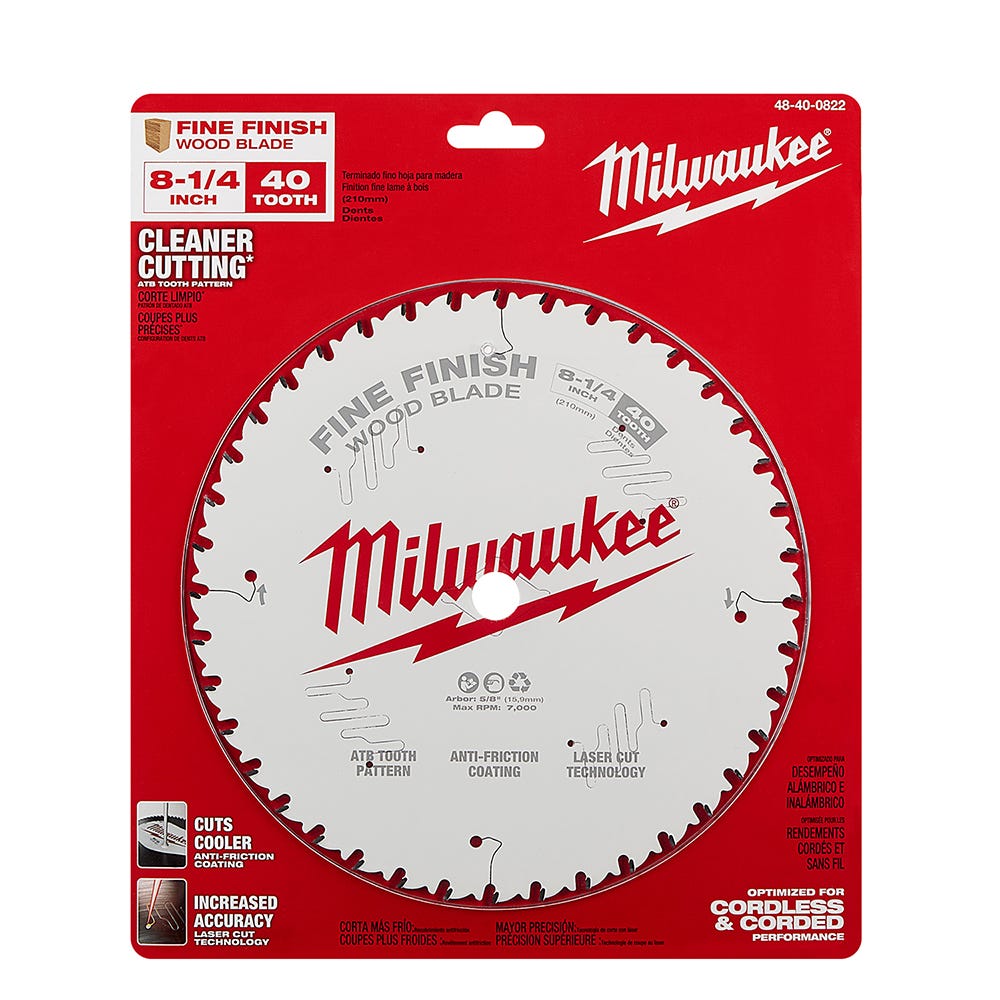Milwaukee 48-40-0822 8-1/4 in. 40-Tooth Fine Finish Circular Saw Blade
