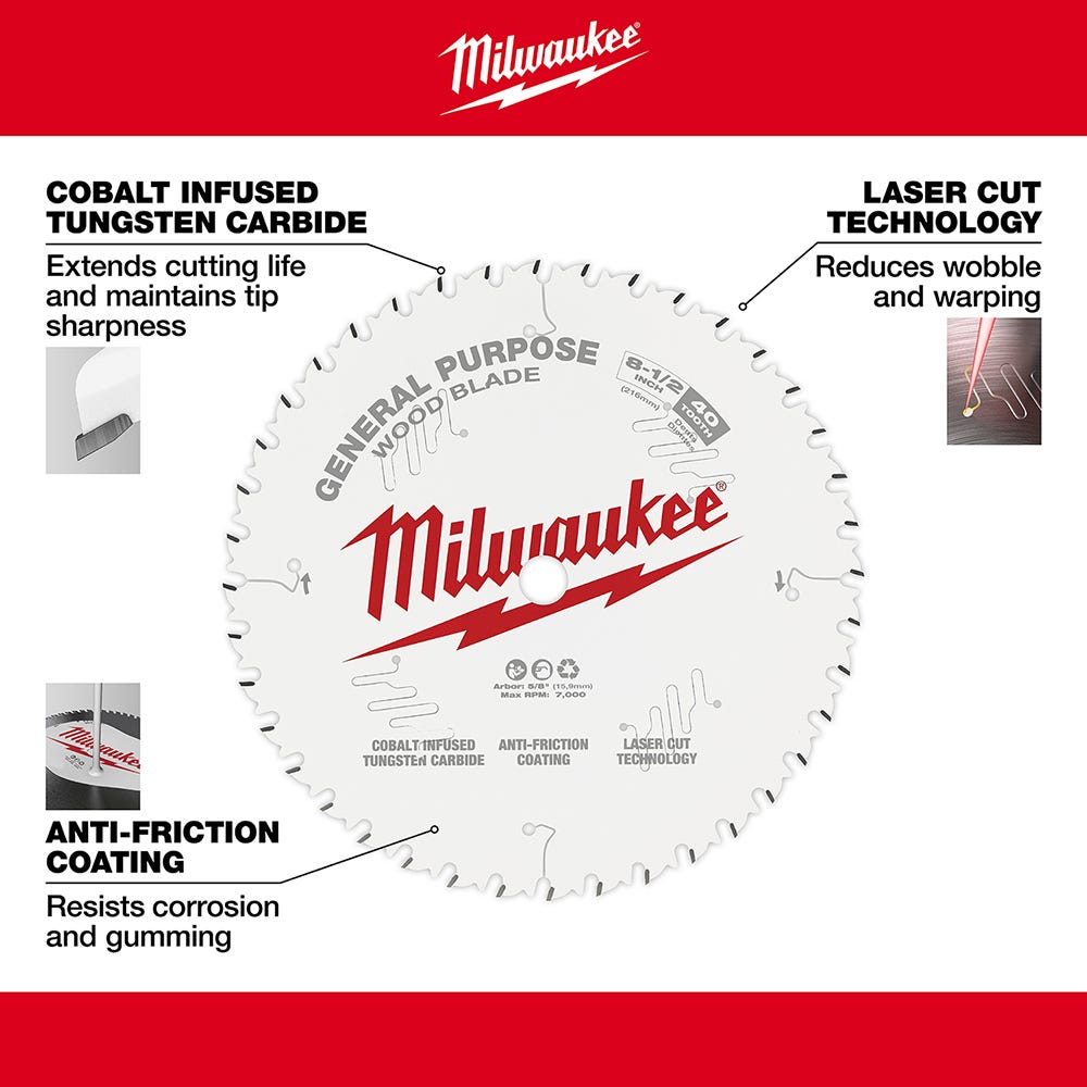 Milwaukee 48-40-0824 8-1/2 in. 40-Tooth General Purpose Circular Saw Blade