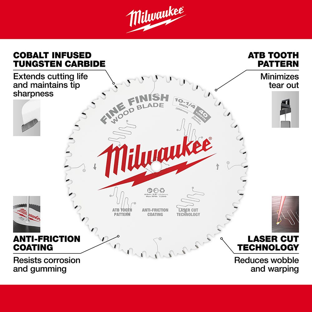 Milwaukee 48-40-1040 10-1/4 in. 40-Tooth Fine Finish Circular Saw Blade