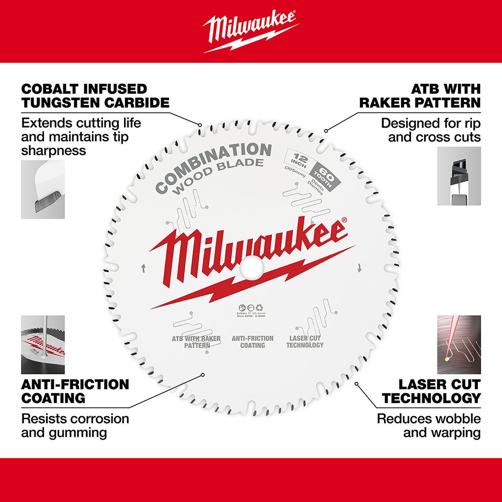 Milwaukee 48-40-1222 12 in. 60-Tooth Combination Circular Saw Blade