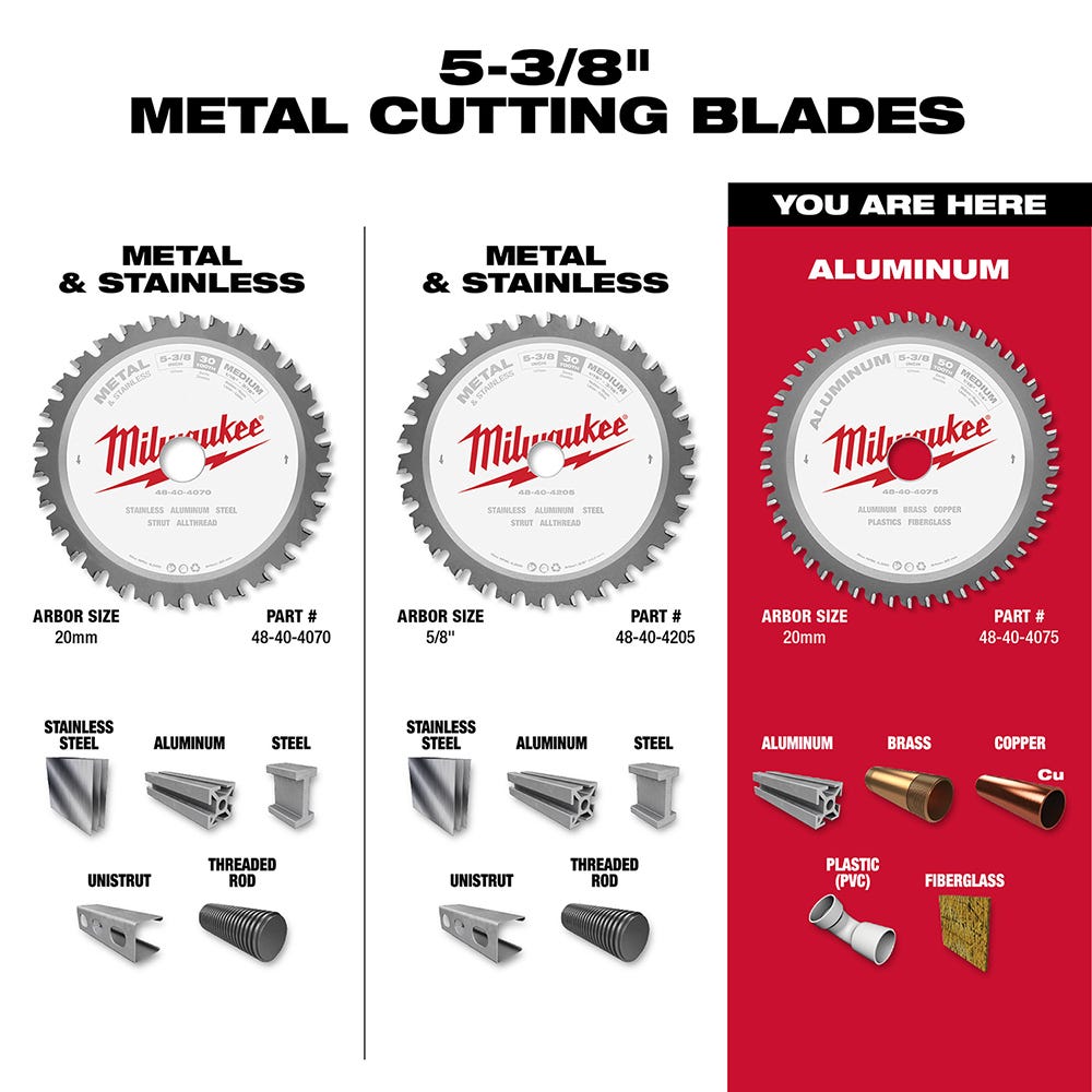 Milwaukee 48-40-4075 5-3/8 in. 50 Teeth Non-Ferrous Metal Circular Saw Blade
