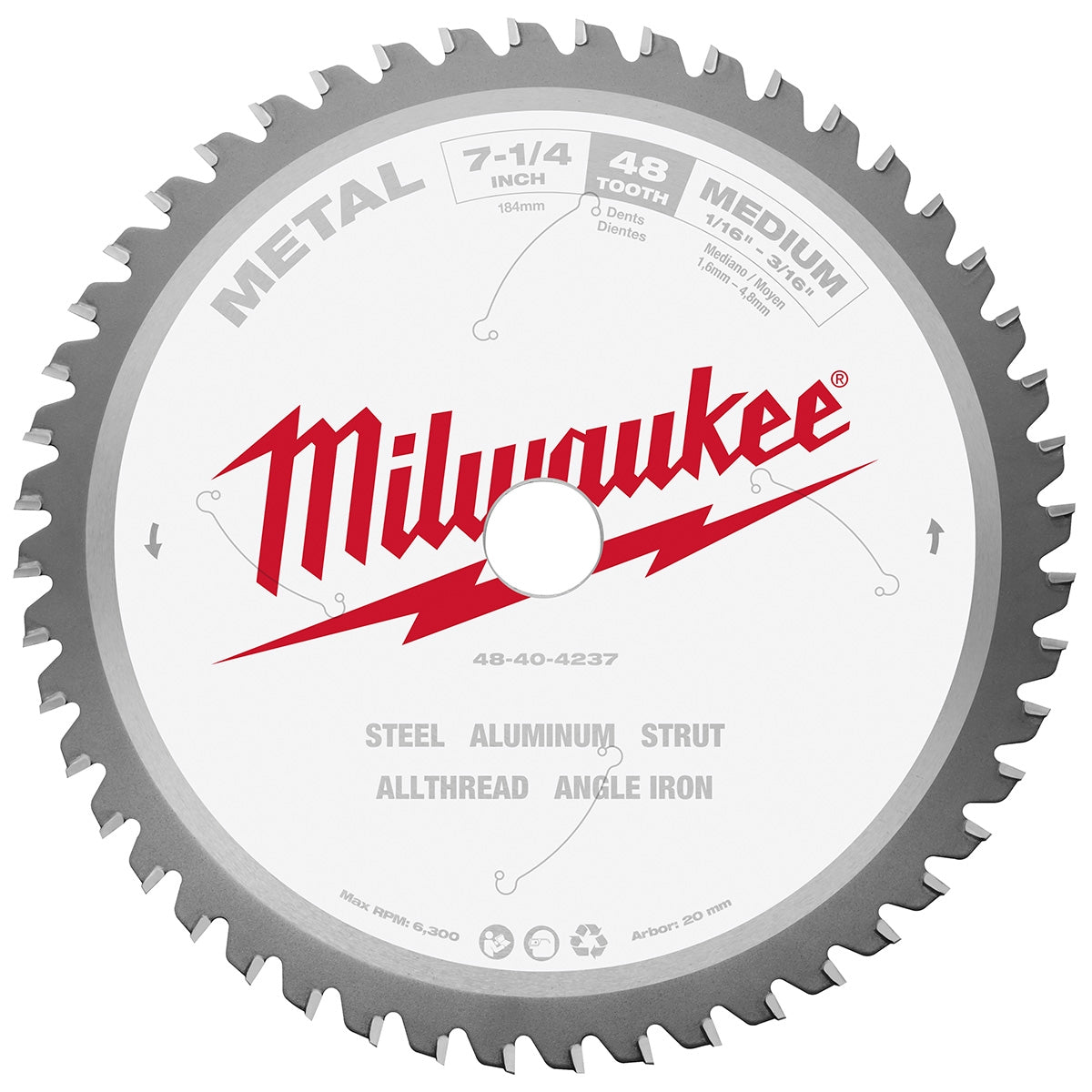 Milwaukee 48-40-4237 7-1/4 in. Metal Cutting Circular Saw Blade 20Mm Arbor