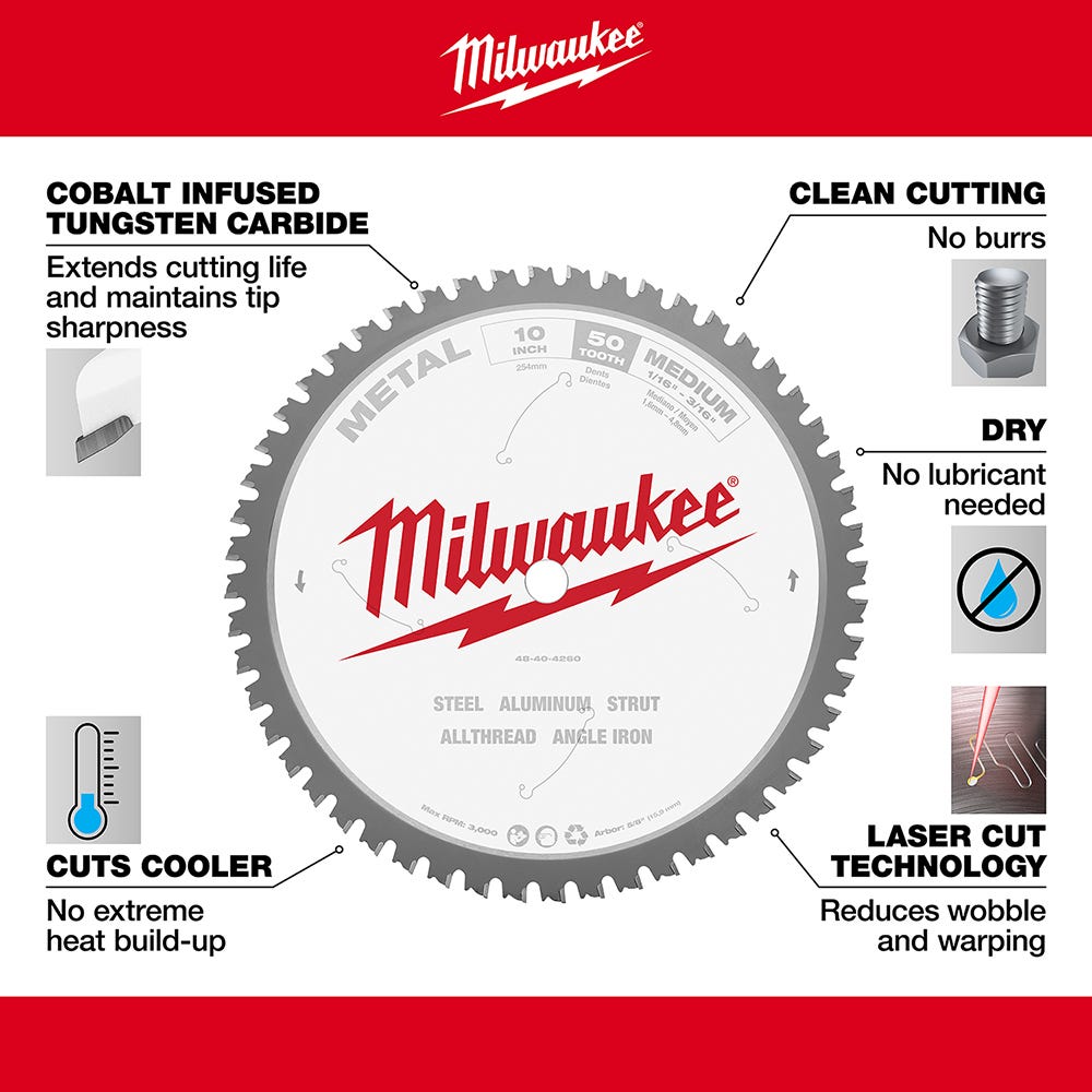 Milwaukee 48-40-4260 10 in. Metal Cutting Circular Saw Blade