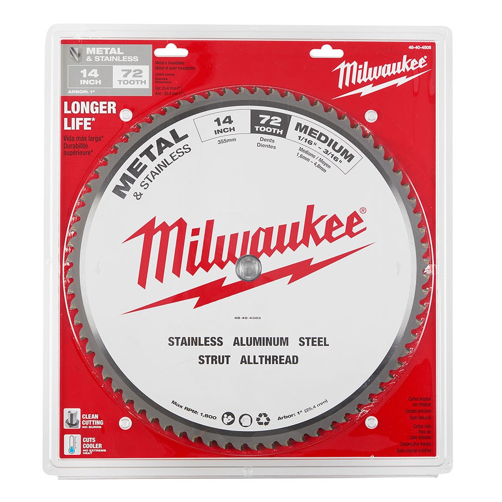 Milwaukee 48-40-4505 14 in. 72 Teeth Dry Cut Carbide Tipped Circular Saw Blade