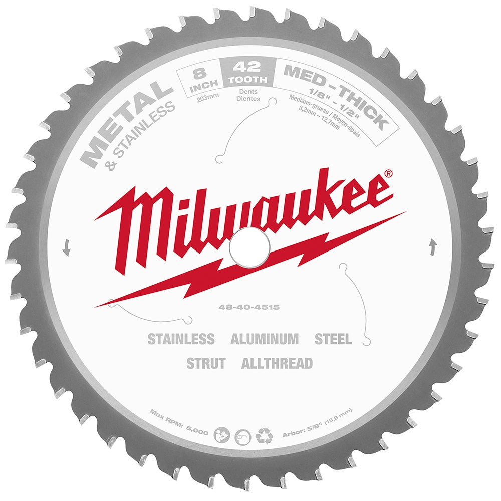 Milwaukee 48-40-4515 8 in. 42 Teeth Dry Cut Cermet Tipped Circular Saw Blade