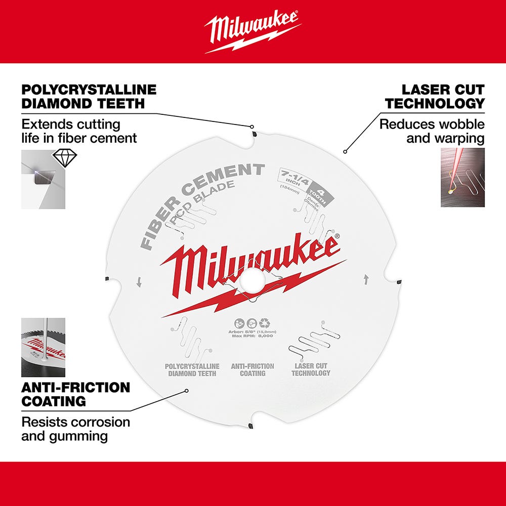 Milwaukee 48-40-7000 7-1/4 in.-PieceD/Fiber Cement Circular Saw Blade