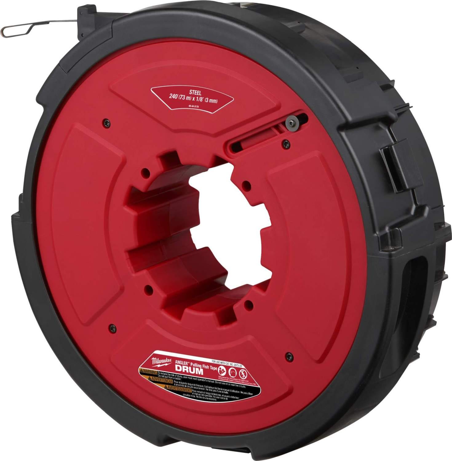 Milwaukee 48-44-5178 Angler 240' x 1/8" Steel Pulling Fish Tape Drum