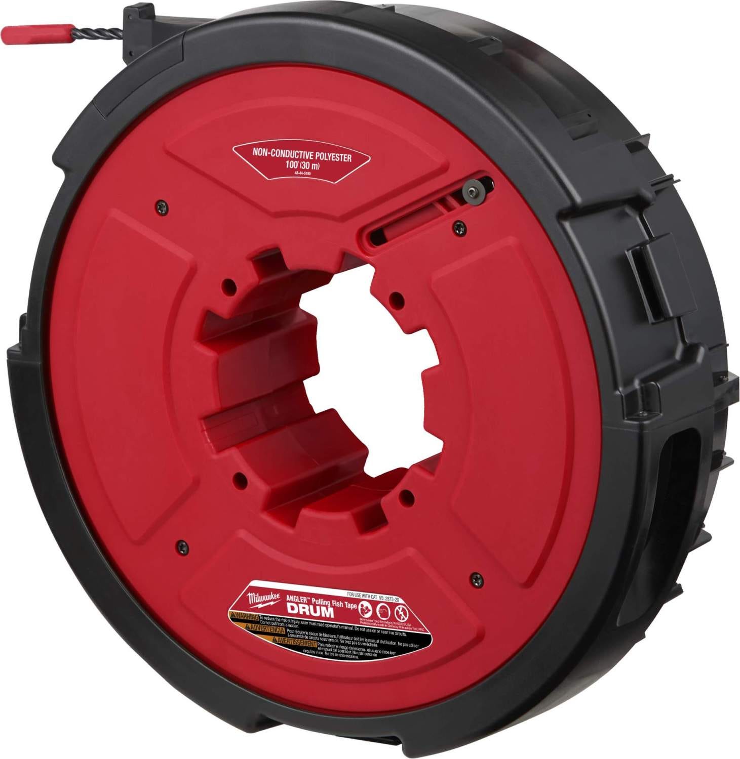 Milwaukee 48-44-5195 Angler 100' Non-Conductive Polyester Pulling Fish Tape Drum