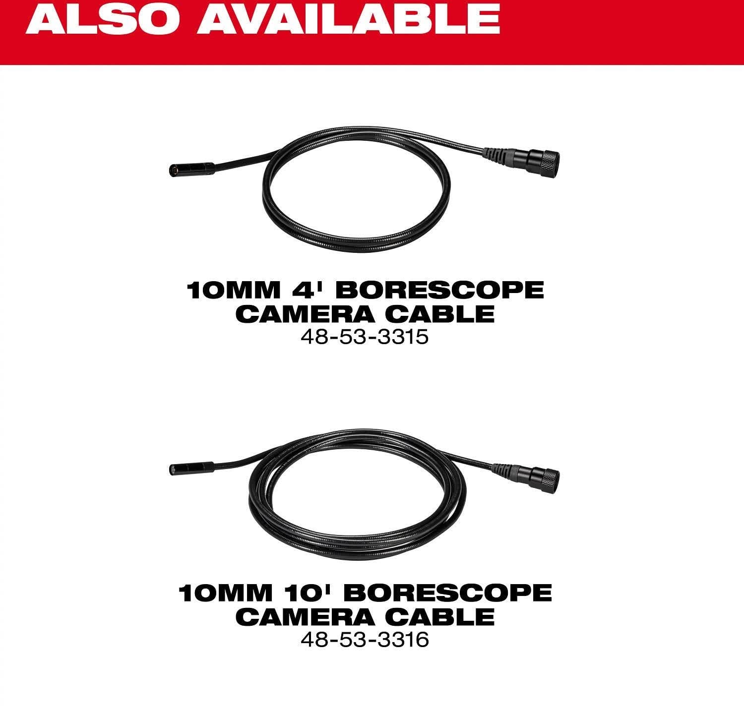Milwaukee 48-53-3316 10mm 10' Borescope Camera Cable for M12 Wireless Monitor