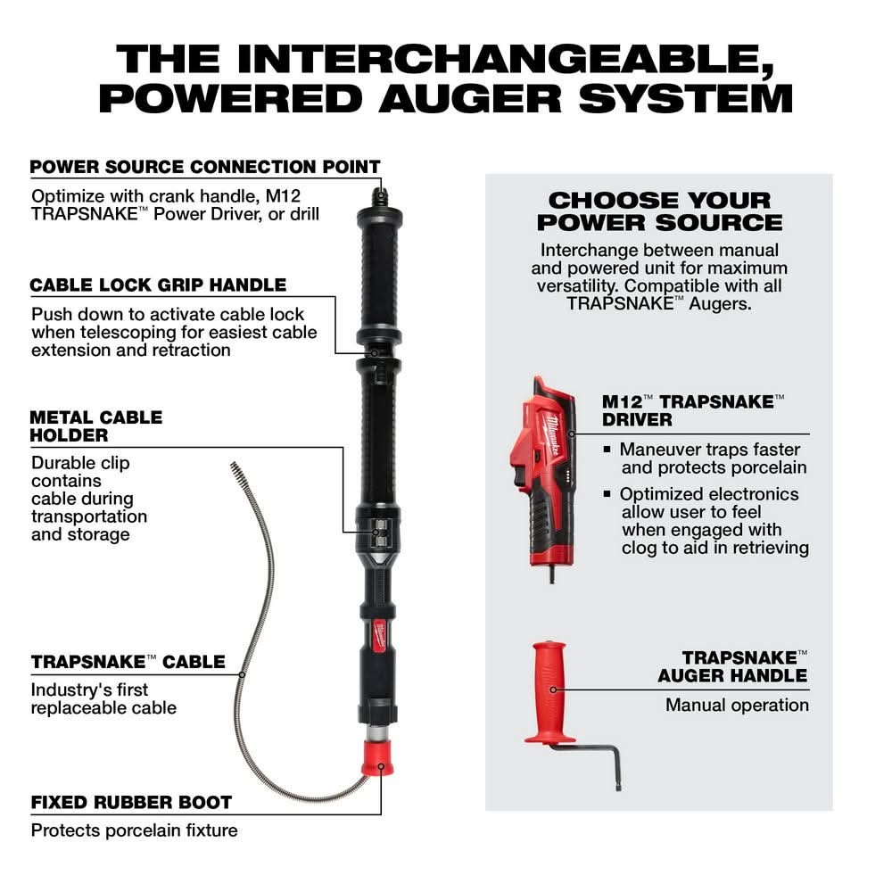 Milwaukee 48-53-3574 TRAPSNAKE 4' Urinal Auger Cable